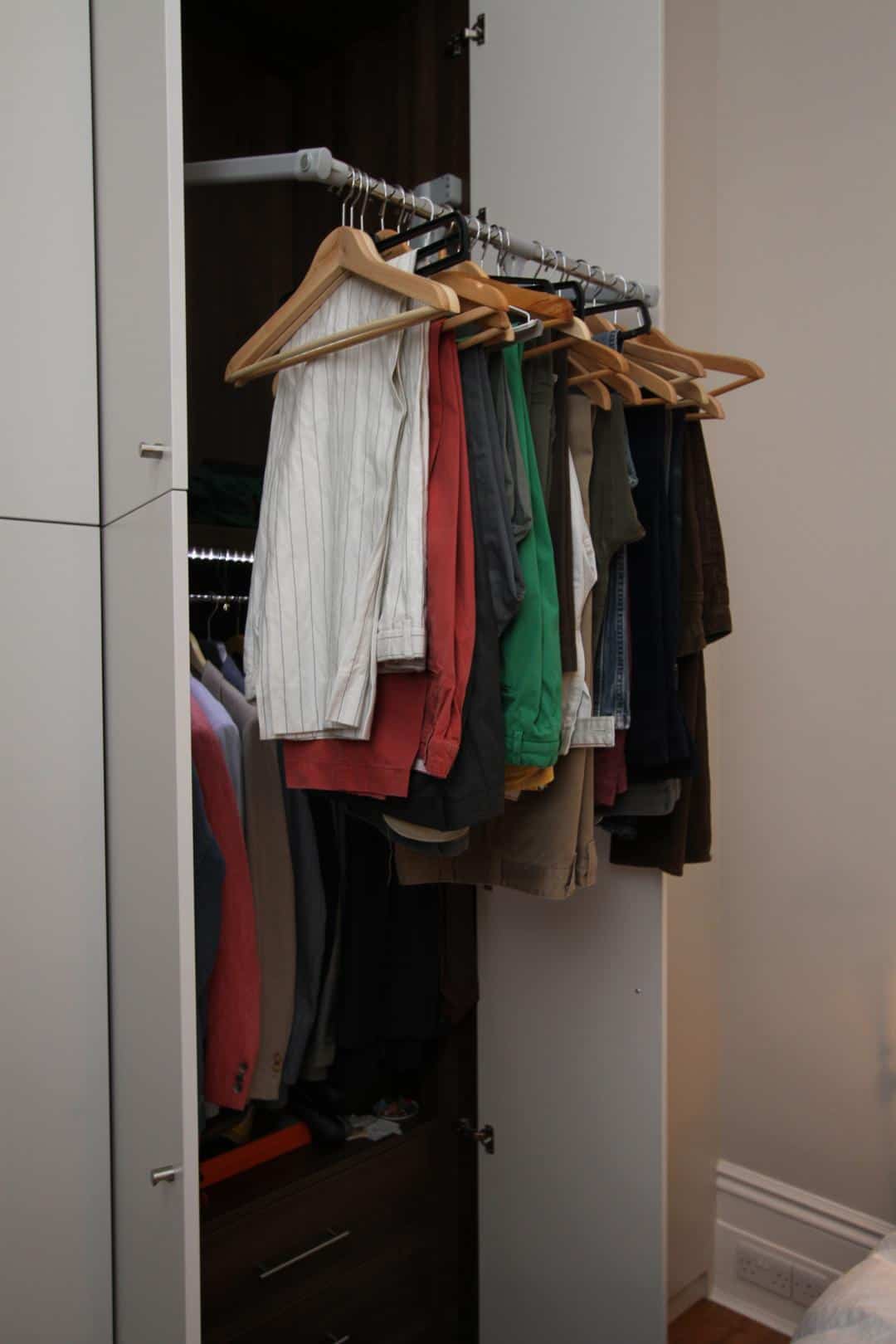 Pull down rail inside fitted wardrobes