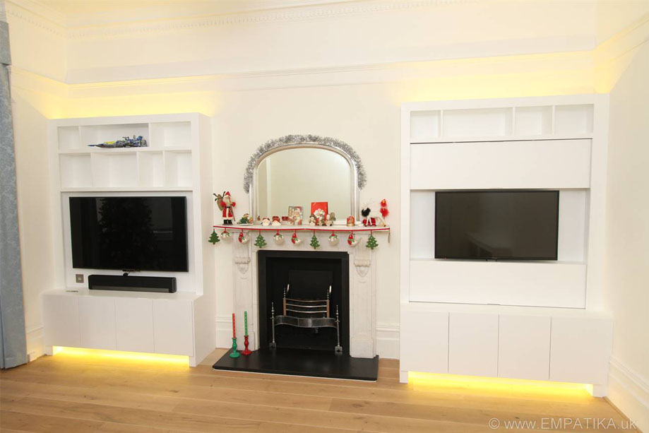White custom TV units