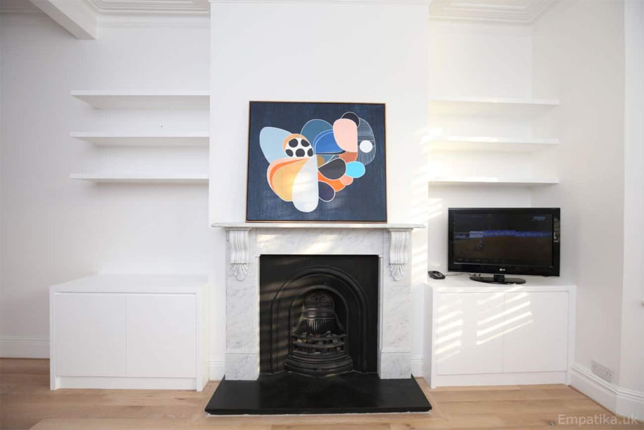 alcoves with storage cupboards