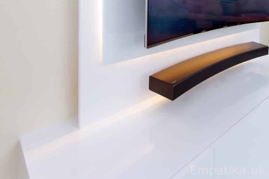 Floating panel media unit with led light