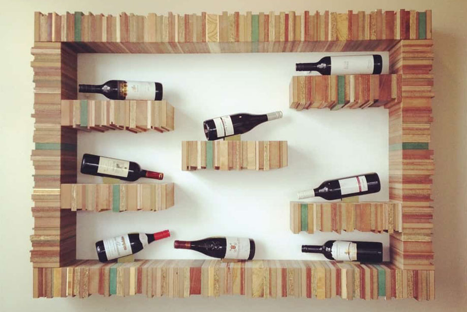 Custom eco-friendly Milo wood floating shelf for wine bottles display
