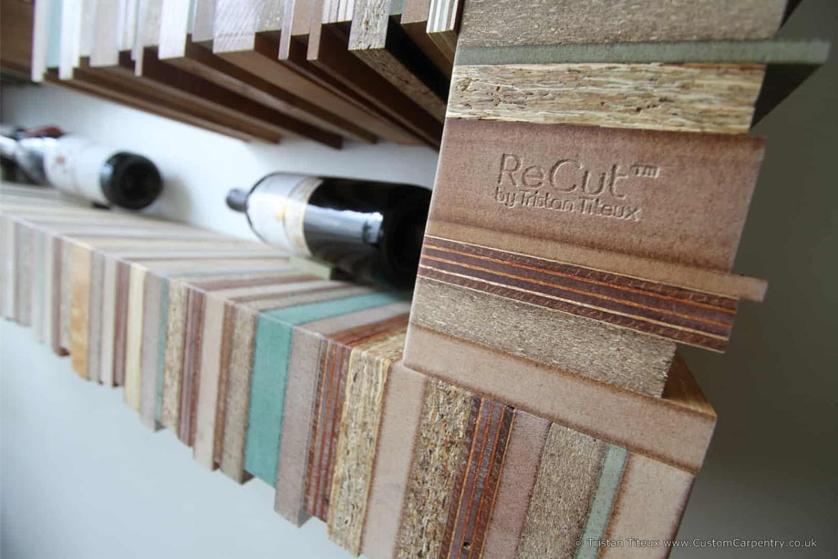 Closer look at artistic eco-friendly floating display shelf designed by ReCut by Tristan Titeux