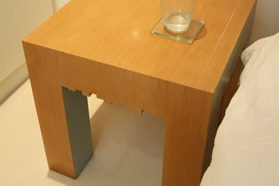 Rustic bedside table made from eco-friendly Milo wood boards