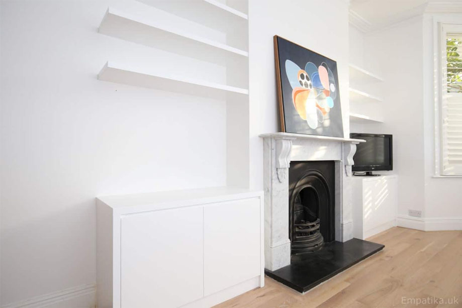 alcoves with storage cupboards